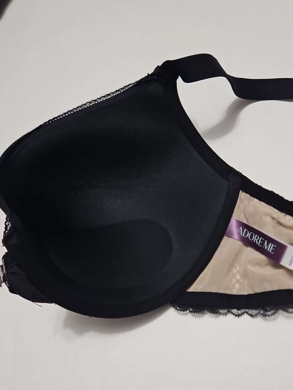 Adore Me Black Lace Push-Up Bra Size 38DDD Front Closure Seamless - Picture 3 of 8